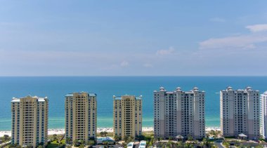 Temmuz 'da Perdido Key, Florida' daki sahilin havadan görüntüsü.
