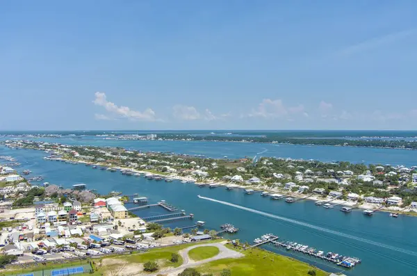 stock image Aerial view of Ono Island, Alabama and Perdido Key, Florida on a summer day