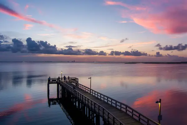 stock image Mobile Bay pier summer sunset in Daphne, Alabama