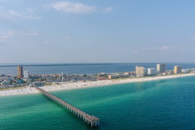 Aerial view of the gulf pier on the beach in Pensacola, Florida clipart