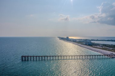 Aerial view of the gulf pier on the beach in Pensacola, Florida clipart