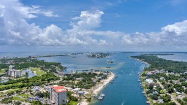 Temmuz 'da Perdido Key, Florida' daki sahilin havadan görüntüsü.