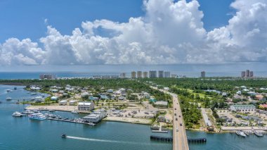Temmuz 'da Perdido Key, Florida' daki sahilin havadan görüntüsü.