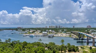 Temmuz 'da Perdido Key, Florida' daki sahilin havadan görüntüsü.