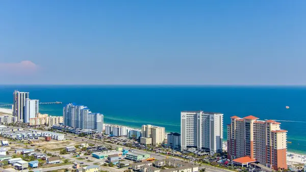 stock image Aerial view of the beach at Gulf Shores, Alabama in June