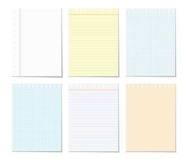 İzole edilmiş beyaz defter sayfaları