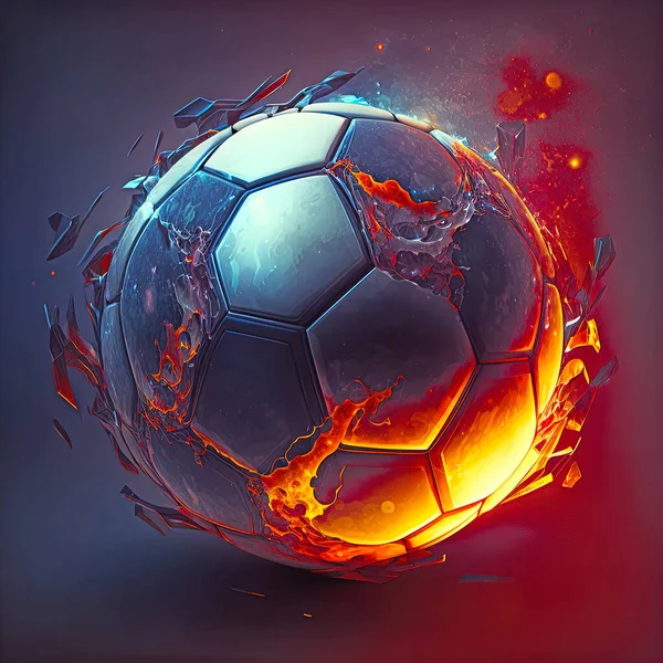 Αθλητισμός Μπάλα Ποδοσφαίρου Στην Εικόνα Closeup Φλόγα — Φωτογραφία Αρχείου