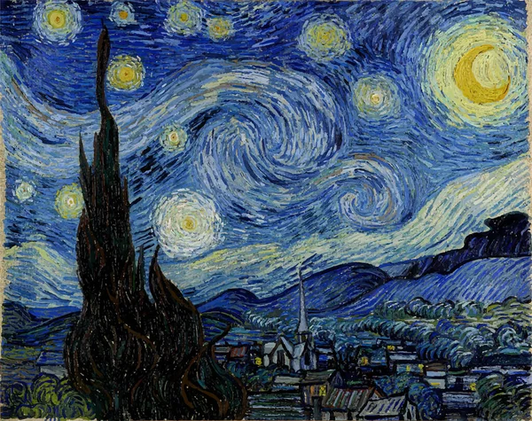 Versión Vectorial Estilizada Pintura Van Gogh Noche Estrellada — Archivo Imágenes Vectoriales
