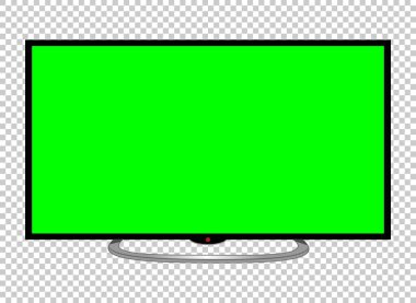 Gerçekçi TV LCD ekran modeli. Şeffaf arkaplanda yeşil ekranlı panel izole edildi. Vektör illüstrasyonu