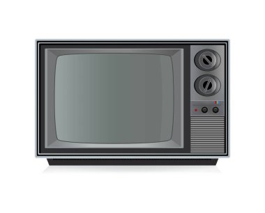 Vektör retro televizyonu beyaz arkaplanda izole edilmiş şekilde görüntülenir