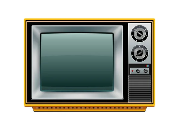 Подробная Икона Представляющая Желтое Ретро Телевидение — стоковый вектор