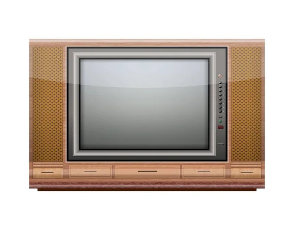 Vintage Παλιά Τηλεόραση Που Απομονώνονται Λευκό Φόντο — Διανυσματικό Αρχείο
