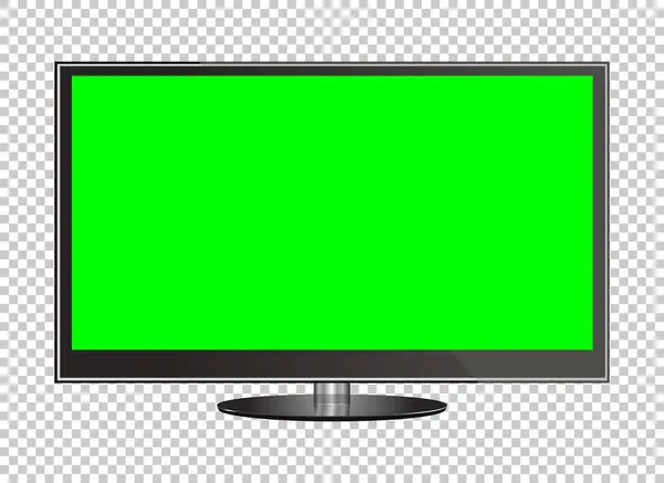 Ритуальный Макет Телевизора Жидкокристаллическим Экраном Панель Зеленым Экраном Изолирована Прозрачном — стоковый вектор