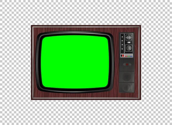現実的なテレビの液晶画面のモックアップ 透明な背景に緑の画面で隔離されたパネル ベクターイラスト — ストックベクタ