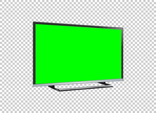 Realistic Lcd Screen Mockup Panel Green Screen Isolated Transparent Background — Stock Vector