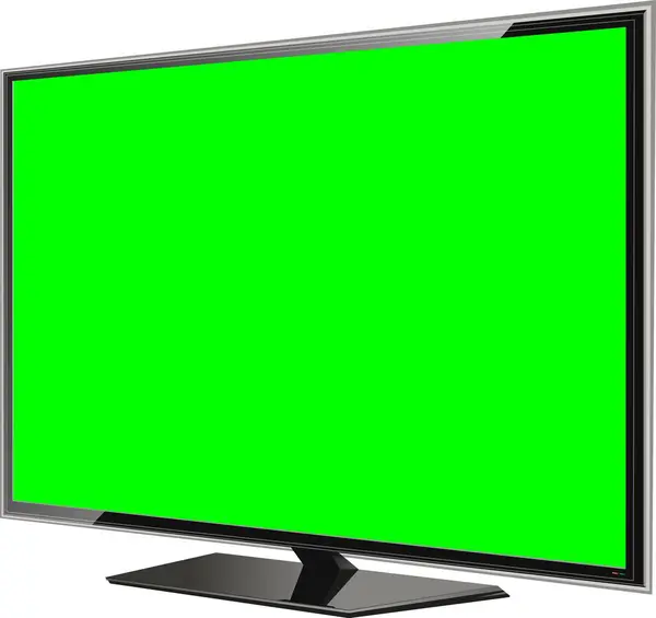 现实的电视液晶显示屏模型 面板与绿色屏幕为背景 矢量说明 — 图库矢量图片