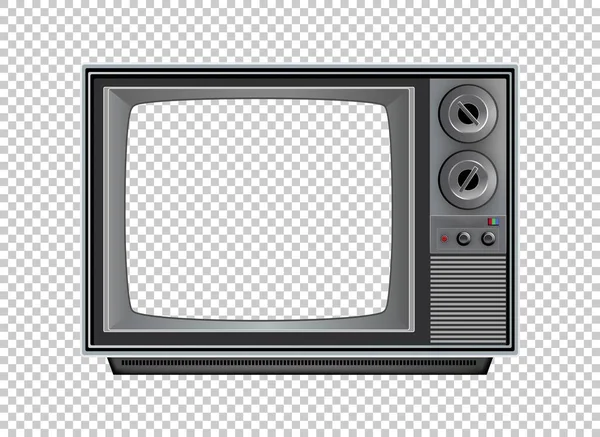 透明网格上的矢量复古电视模拟隔离 — 图库矢量图片