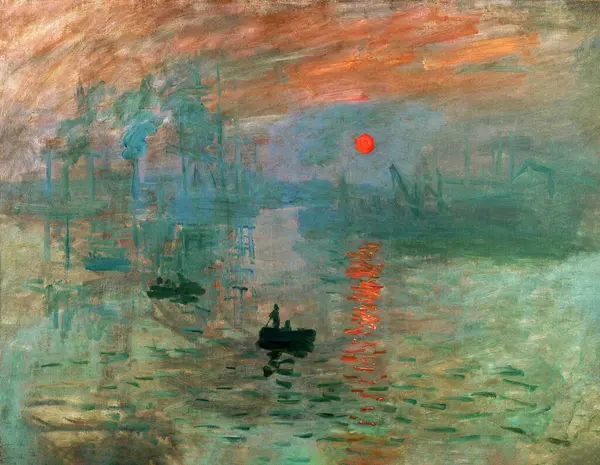 Στυλιζαρισμένη Διανυσματική Έκδοση Claude Monet Impression Sunrise Oil Καμβά — Διανυσματικό Αρχείο