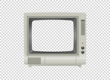 Vektör retro televizyonu şeffaf ızgarada izolasyon oluşturur