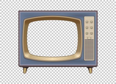 Vektör retro televizyonu şeffaf ızgarada izolasyon oluşturur