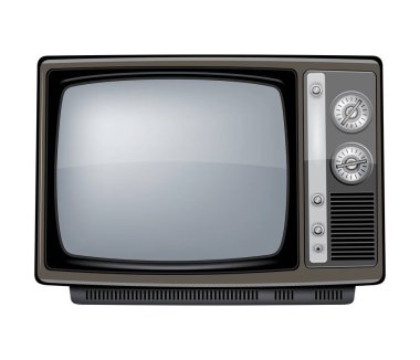 Vektör retro televizyonu beyaza göre izole et