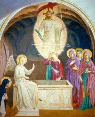 İsa ve Kadınların Mezarda Dirilişi. Fra Beato Angelico
