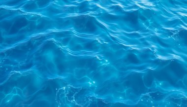 Derin mavi deniz dokusu arka planı. Aqua deniz suyu yüzeyinin arka planı. Mavi deniz yüzeyi. Su yüzeyi. Mavi okyanus suyu dokusu. Denizin yüzeyi