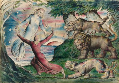 Dante, William Blake tarafından yazılan üç canavardan kaçıyor.