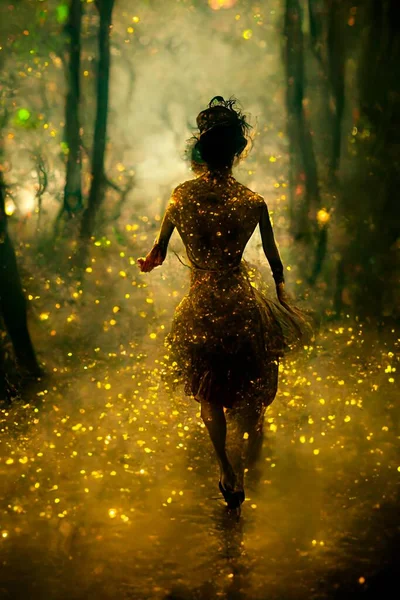 Digitally Image Fairy Magical Forest Stockbild