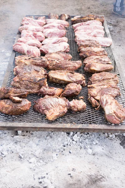 烧烤派对上典型的阿根廷烤肉 — 图库照片