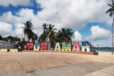 Margarita Adası 'ndaki Porlamar tabelası, Nueva Esparta Eyaleti, Venezuela