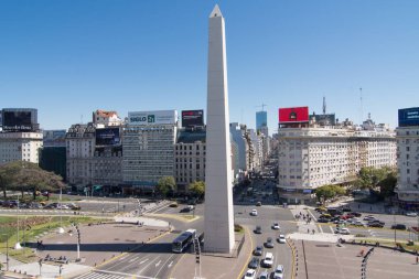 Buenos Aires, Arjantin 'de 9 de Julio Bulvarı ve Obelisk