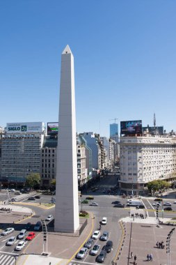 Buenos Aires, Arjantin 'de 9 de Julio Bulvarı ve Obelisk