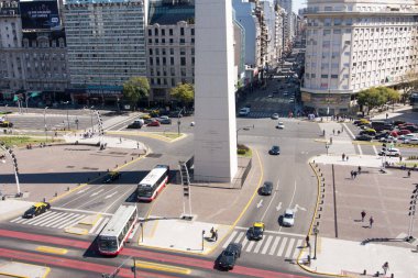 Buenos Aires, Arjantin 'de 9 de Julio Bulvarı ve Obelisk