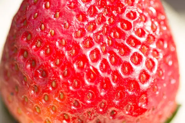 Makroszczegóły Dotyczące Świeżych Owoców Truskawkowych — Zdjęcie stockowe