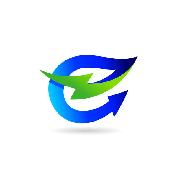 Οικολογικό Λογότυπο Ηλεκτρικής Ενέργειας Ιδέα Βέλους — Διανυσματικό Αρχείο