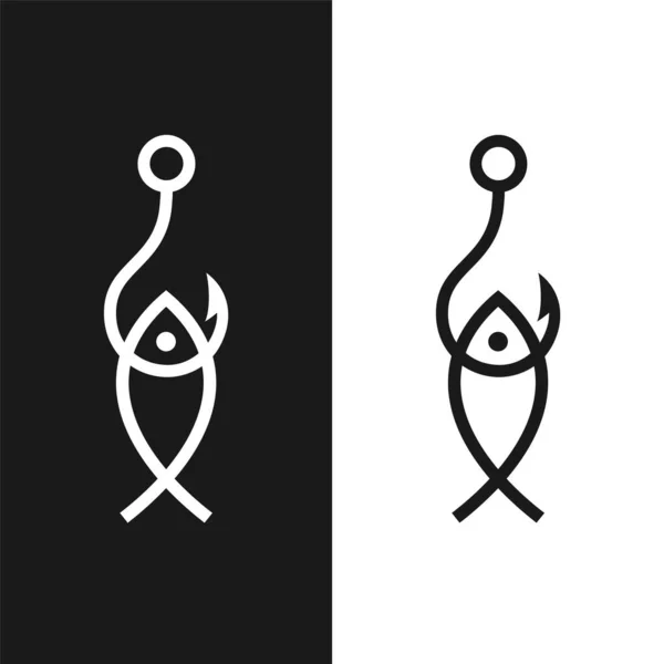 Gancho Con Diseño Logotipo Pescado — Archivo Imágenes Vectoriales