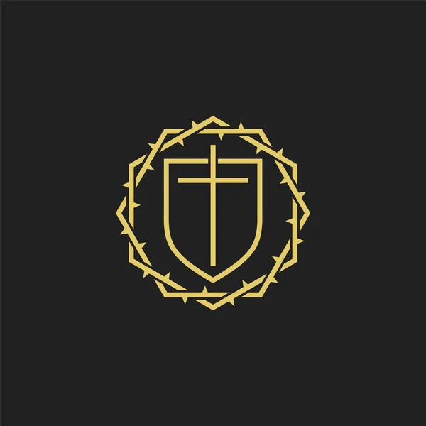Logo Faith Con Concepto Escudo — Archivo Imágenes Vectoriales