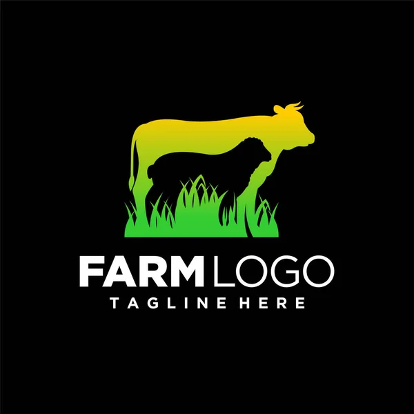 Λογότυπο Της Εκμετάλλευσης Αγελάδα Πρόβατα Χοίρος Έννοια — Διανυσματικό Αρχείο