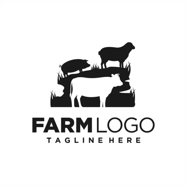 Design Logotipo Gado Com Conceito Fazenda —  Vetores de Stock