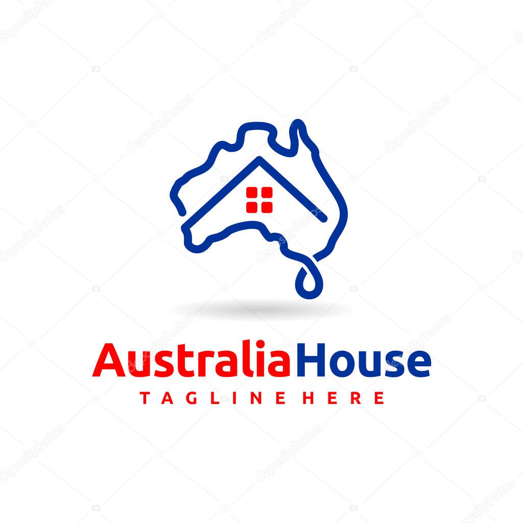 Australia house logo with map concept