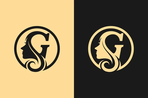 Mädchen Logo Mit Buchstabe Konzept — Stockvektor