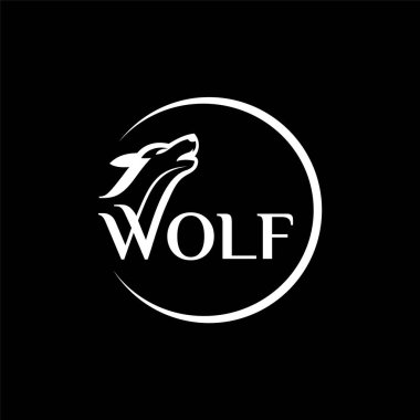 Wolf logo with moon concept clipart