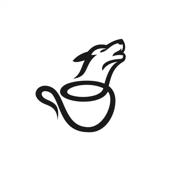 Wolf Coffee Logo Line Art Logo — Stockový vektor