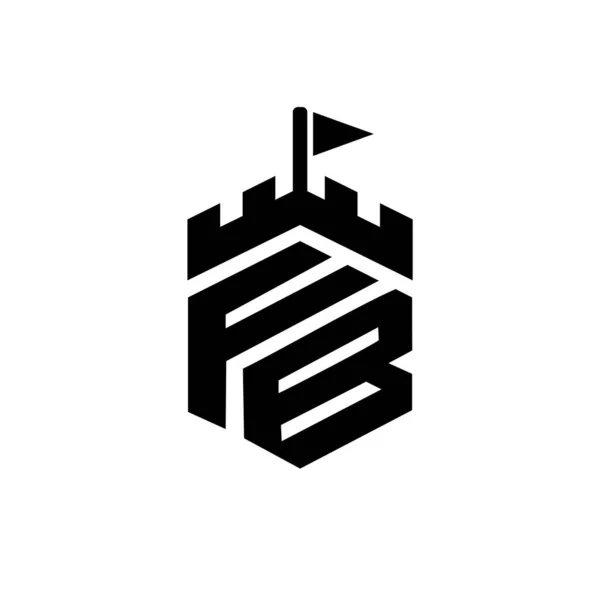 Forteresse Logo Bâtiment Lettre Logo Design — Image vectorielle