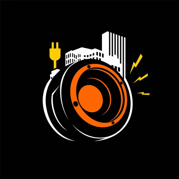 Аудио Логотип Стереосистема Городской Элемент — стоковый вектор