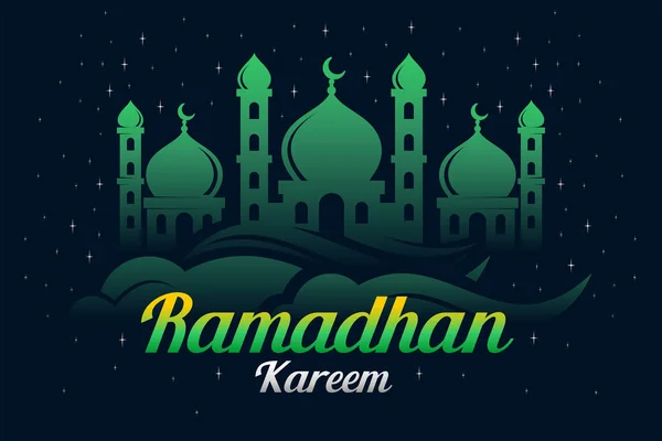 Ramadhan Kareem Arábica Modelo Design Bandeira Verde — Vetor de Stock