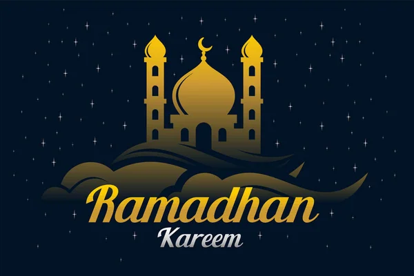 Рамадхан Карим Арабик Дизайн Золотого Баннера — стоковый вектор