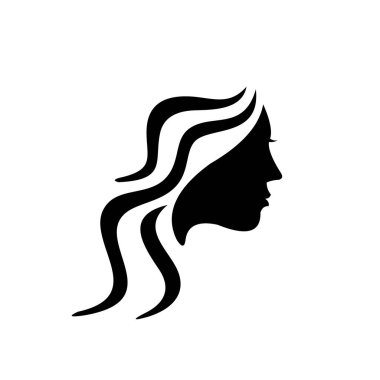 Kıvırcık saçlı kadın logosu, kıvırcık saç vektörü