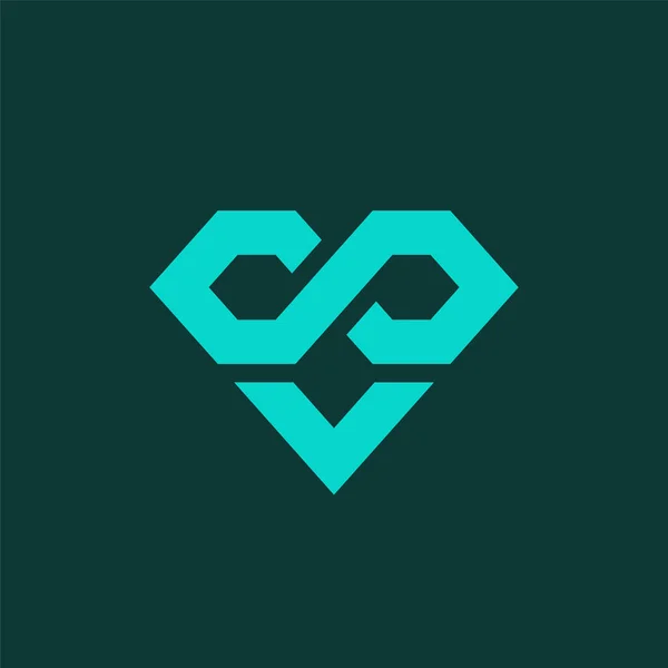 Diamant Logo Mit Love Konzept Infinity Konzept — Stockvektor